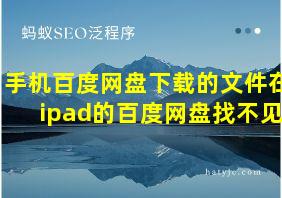 手机百度网盘下载的文件在ipad的百度网盘找不见