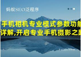 手机相机专业模式参数功能详解,开启专业手机摄影之路