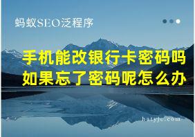 手机能改银行卡密码吗如果忘了密码呢怎么办