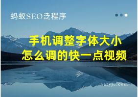 手机调整字体大小怎么调的快一点视频