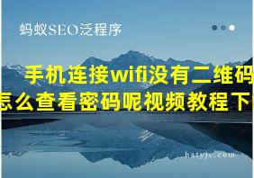 手机连接wifi没有二维码怎么查看密码呢视频教程下载