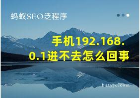 手机192.168.0.1进不去怎么回事