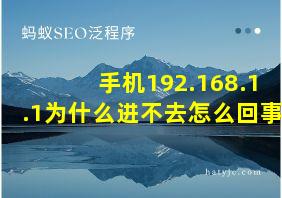 手机192.168.1.1为什么进不去怎么回事