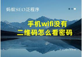 手机wifi没有二维码怎么看密码