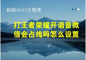 打王者荣耀开语音微信会占线吗怎么设置