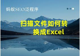 扫描文件如何转换成Excel