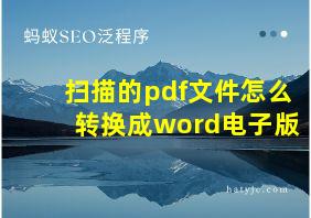 扫描的pdf文件怎么转换成word电子版