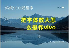 把字体放大怎么操作vivo