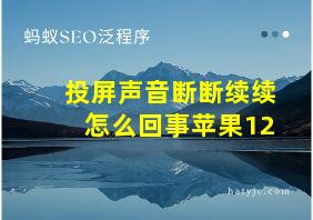 投屏声音断断续续怎么回事苹果12