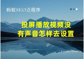 投屏播放视频没有声音怎样去设置