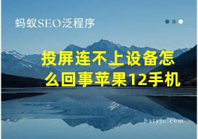 投屏连不上设备怎么回事苹果12手机