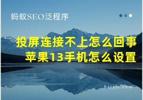 投屏连接不上怎么回事苹果13手机怎么设置