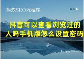 抖音可以查看浏览过的人吗手机版怎么设置密码