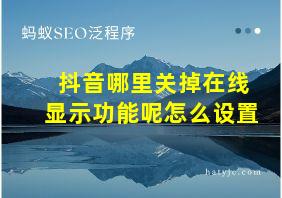 抖音哪里关掉在线显示功能呢怎么设置