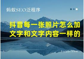 抖音每一张照片怎么加文字和文字内容一样的