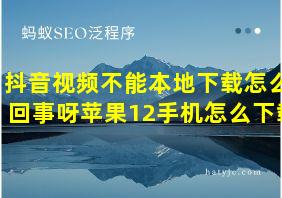 抖音视频不能本地下载怎么回事呀苹果12手机怎么下载