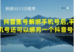 抖音账号解绑手机号后,手机号还可以绑另一个抖音号吗