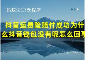 抖音运费险赔付成功为什么抖音钱包没有呢怎么回事