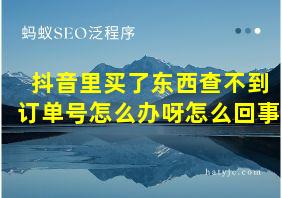 抖音里买了东西查不到订单号怎么办呀怎么回事