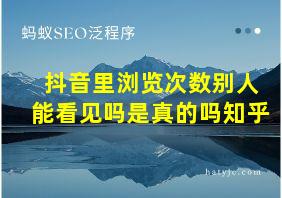 抖音里浏览次数别人能看见吗是真的吗知乎