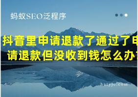 抖音里申请退款了通过了申请退款但没收到钱怎么办?