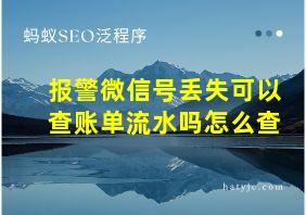 报警微信号丢失可以查账单流水吗怎么查