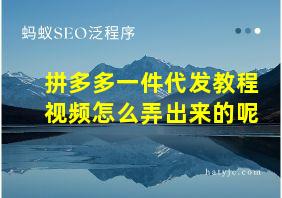 拼多多一件代发教程视频怎么弄出来的呢