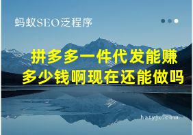 拼多多一件代发能赚多少钱啊现在还能做吗