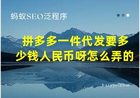 拼多多一件代发要多少钱人民币呀怎么弄的