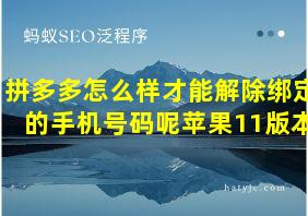 拼多多怎么样才能解除绑定的手机号码呢苹果11版本