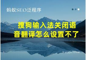 搜狗输入法关闭语音翻译怎么设置不了