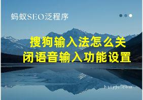 搜狗输入法怎么关闭语音输入功能设置