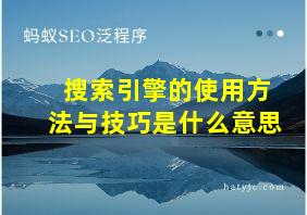 搜索引擎的使用方法与技巧是什么意思