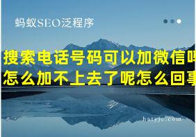 搜索电话号码可以加微信吗怎么加不上去了呢怎么回事