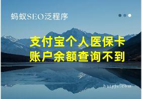 支付宝个人医保卡账户余额查询不到