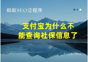 支付宝为什么不能查询社保信息了