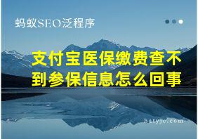 支付宝医保缴费查不到参保信息怎么回事