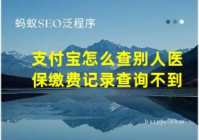 支付宝怎么查别人医保缴费记录查询不到