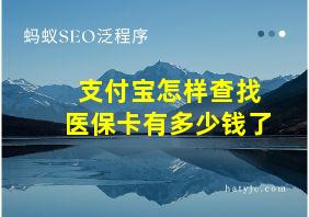 支付宝怎样查找医保卡有多少钱了