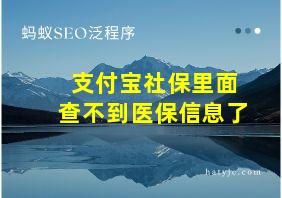 支付宝社保里面查不到医保信息了