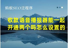 收款语音播报器能一起开通两个吗怎么设置的