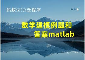 数学建模例题和答案matlab