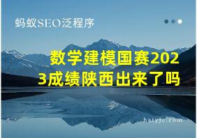 数学建模国赛2023成绩陕西出来了吗