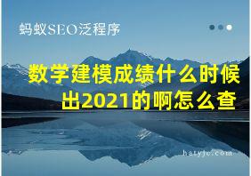 数学建模成绩什么时候出2021的啊怎么查