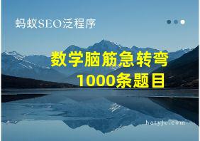 数学脑筋急转弯1000条题目