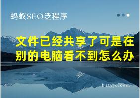 文件已经共享了可是在别的电脑看不到怎么办