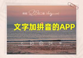 文字加拼音的APP