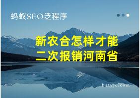 新农合怎样才能二次报销河南省