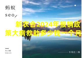 新农合2024年报销政策大病救助多少钱一个月