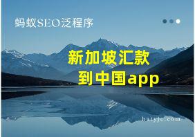 新加坡汇款到中国app